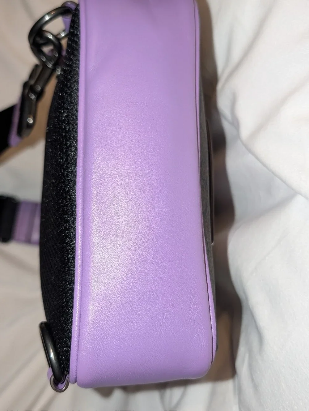 COACH LEATHER AND SIGNATURE COATED CANVAS TRACK PACK Purple Brown CL432 EUC